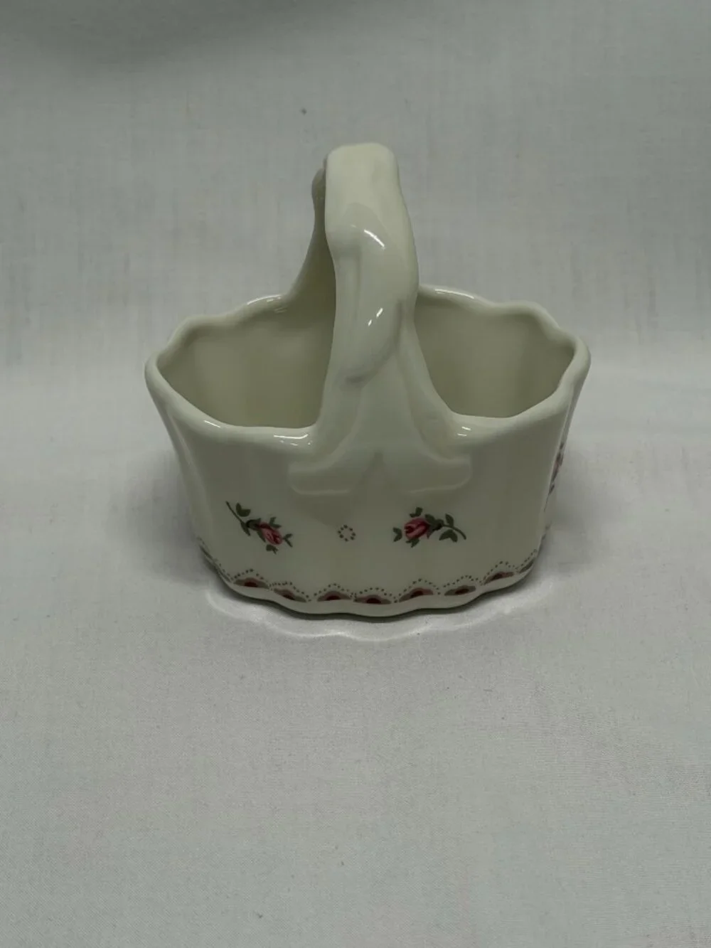 Porcelain Basket Made in Japan Trinket Dish Match Stick Holder